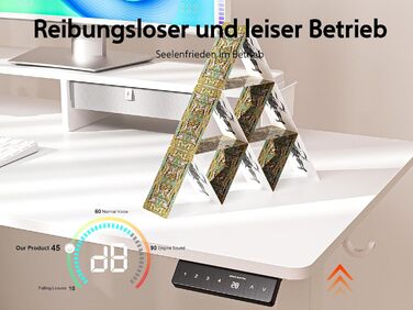 Регульований стіл WALKINGDESK для дому та офісу: електричний, з висувними ящиками, підставкою для монітора та тримачем для телефону (140 x 60 см, білий)