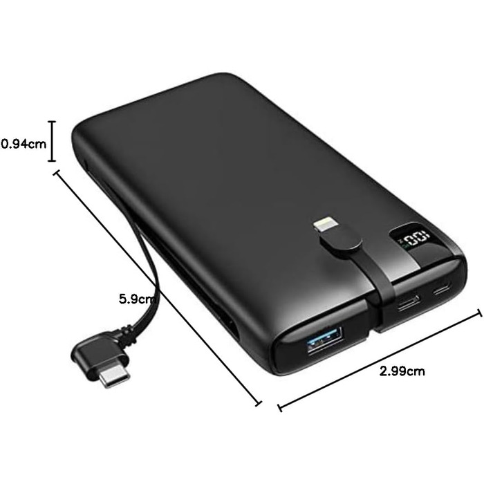 Швидкий зарядний пристрій 22,5 Вт, 4 виходи, 2 входи, чорний, 26800mAh - USB C