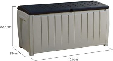 Садова скриня-лавка Keter Novel 340L сіра/чорна - водонепроникний ящик для зберігання подушок та садових меблів 124x55x62.5 см