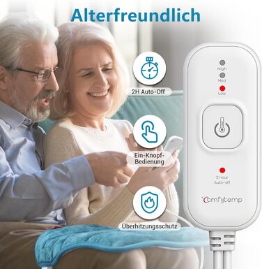 Електричний гріючий матрац для шиї та плечей Comfytemp з 9 рівнями нагріву, автовимкненням та вагою 1 кг. Розмір 56x48 см. Можливість прання.