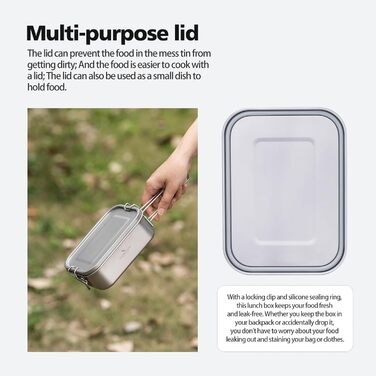 Ланчбокс iBasingo 800 мл з кришкою та ручкою – герметичний бенто-контейнер для кемпінгу, відпочинку та офісу. Харчовий посуд для їжі на винос – придатний для миття в посудомийній машині. Модель Ti2081C