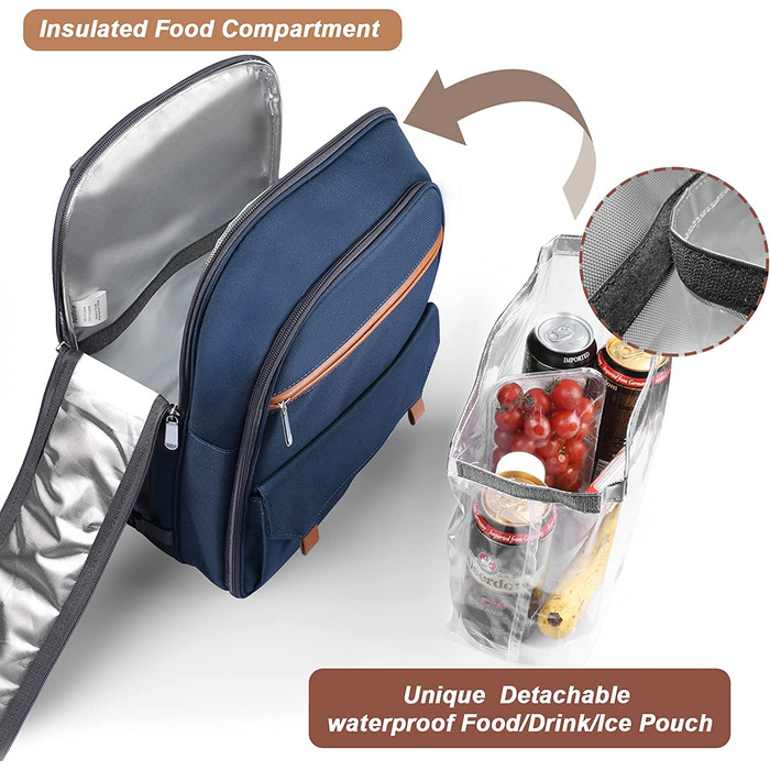 Набір для пікніка Sunflora з ізольованим контейнером та пледом, пікнік-кошик для кемпінгу та відпочинку на природі (Блакитний & Смужки), на 2 особи