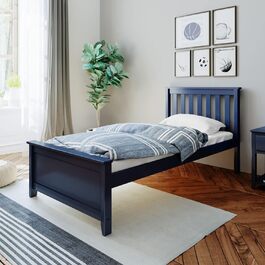 Компактне дитяче ліжко Max & Lily, виготовлене з деревини новозеландської сосни, включаючи рейковий каркас, каркас ліжка 90х200, для хлопчиків і дівчаток, темно-синій