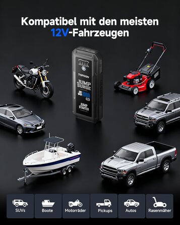 Powerbank TOPDON JS3000 для авто: пускова станція, 24000mAh, 12V, для бензинових та дизельних двигунів (до 9.0L/7.0L)