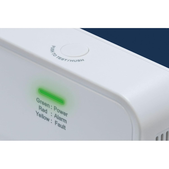 Детектор чадного газу ABUS COWM370 - датчик CO з 7-річним сенсором, гучний сигнал 85 дБ, кнопка тестування та 3 роки роботи від батареї - білий, 1 шт., без дисплея