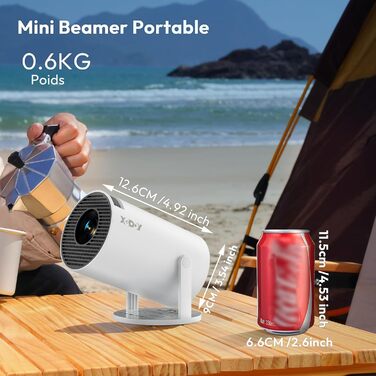 Проектор Xgody Gimbal 3 New: 12000 Люмен, Android 11.0, WiFi 6, Bluetooth, Auto Keystone, Підтримка 4K 1080P, 720P HD, для домашнього кінотеатру (білий)