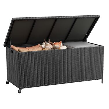 Водонепроникна садовий ящик-бокс UDPATIO з колесами 480л, чорний 138x61 см для саду та балкону