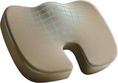 Подушка для сидіння Skechers з Memory Foam, для офісного крісла, автомобіля, зняття болю в куприку та сідницях, бежевого кольору
