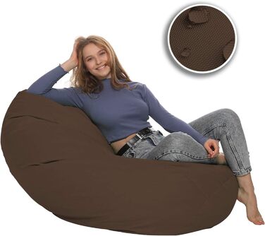 Подушка для підлоги Beanbag XXL для дорослих і дітей - підходить для ігор або відпочинку - в приміщенні та на вулиці, оскільки вона водонепроникна - з намистинами EPS, колір коричневий, розмір XL