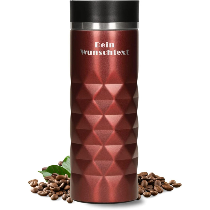 Термокружка Elasto з нержавіючої сталі, 450 мл, з індивідуальною гравіюванням, червона