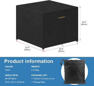 Водонепроникний чохол для садовой меблів VANSHEIM 60x60x60 см - захисна накривка для столу та садової групи