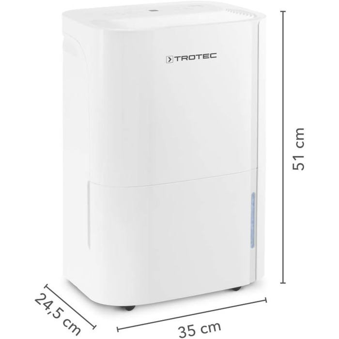 Електричний осушувач повітря TROTEC TTK 52 E продуктивність 16 л/добу площа 31 м / 78 м з автоматичним вимкненням для квартири та спальні (24 л/добу 0,44 кВт)