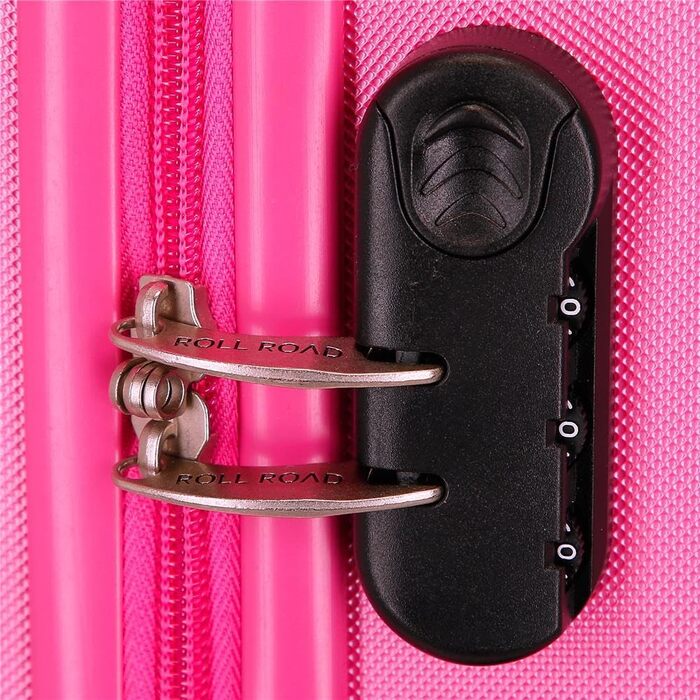 Чохол-валіза Roll Road Flex з ABS-пластику, кодований замок, 4 колеса, ручна поклажа, практичний інтер'єр, набір 2 шт., рожевий