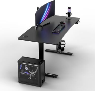 ULTRADESK Стіл для роботи та ігор, регулювання висоти, електричний, 140x68 см, чорний