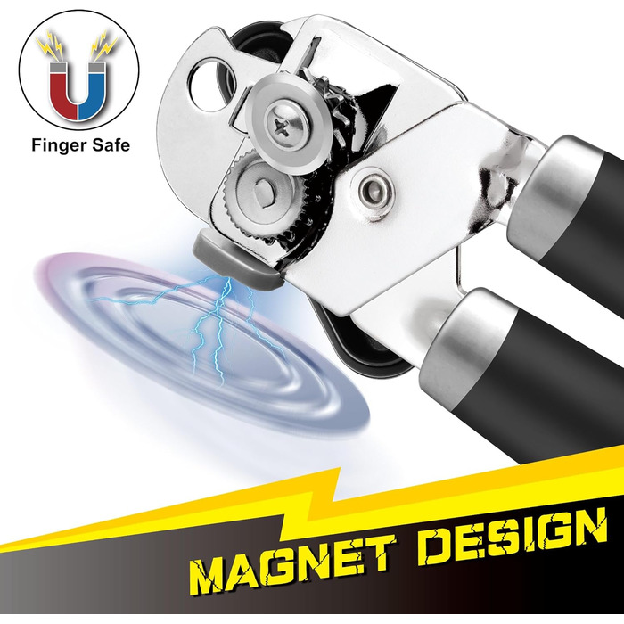 Ручний відкривач для банок PrinChef з потужним магнітом, чорний