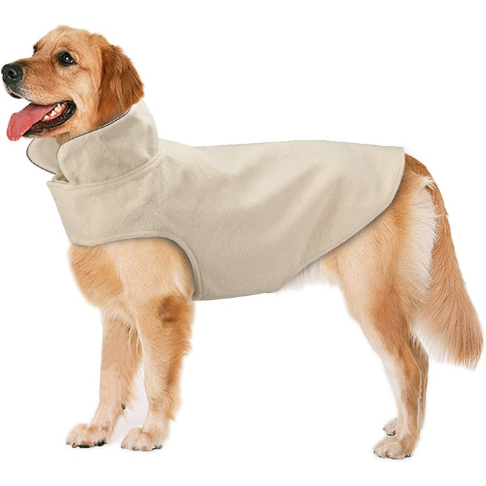 Зимова куртка для собак Bwiv, жилет для великих собак, тепла вітрозахисна куртка для собак, флісовий одяг для домашніх тварин, халат на липучці, для захисту живота, світловідбиваючі зимові куртки, отвір для повідця XXL (довжина спини 47 см, груди 68-80 см