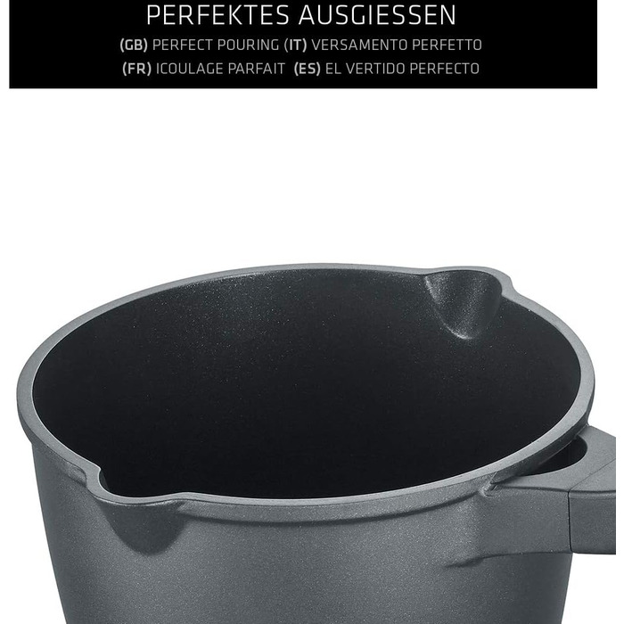 Каструля Berndes Відень 16 см, підходить для всіх видів плит, каструля, 3-шарове антипригарне покриття, скляна кришка, індукційна, з повною поверхнею, з антипригарним покриттям, алюміній, чорний