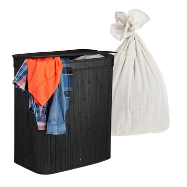 Кошик для білизни Relaxdays з бамбука з 2 відділеннями