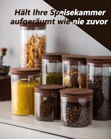 Банки для зберігання 500 мл з дерев'яними кришками Набір з 2 шт. , герметичні, з черпаком, для кавових зерен, кухня, 2 шт.