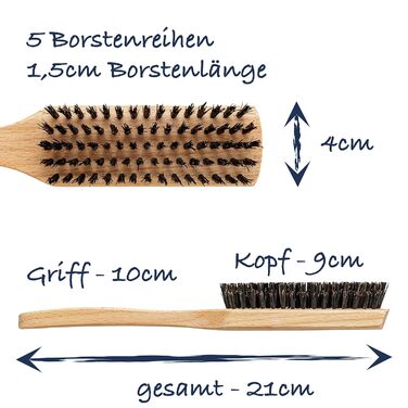 Гребінець космунді зі щетиною кабана - Міцна натуральна щетина для будь-якого типу волосся - Виготовлено з деревини бука в Німеччині