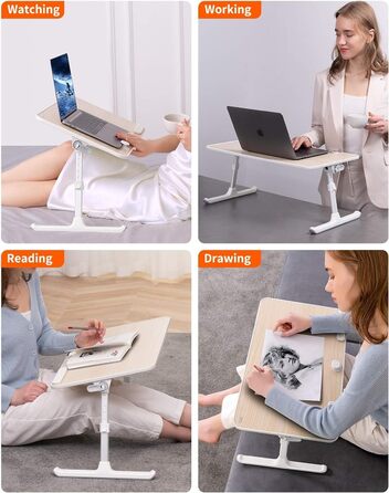 Підставка для ноутбука SAIJI: складаний столик для ліжка/дивану, 5 рівнів, 4 кути, до 17