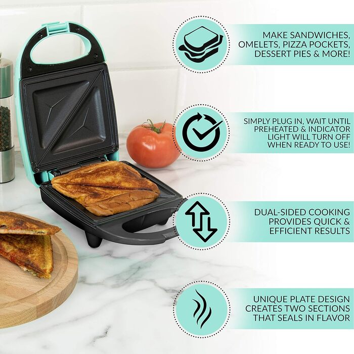 Сендвіч-машина Nostalgia MyMini для кишень для піци, кесадільї, обідів, паніні, сендвічів тощо - Sandwich Maker