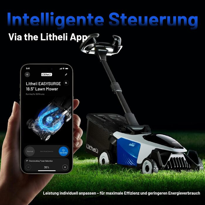 Акумуляторний акумуляторний газонокосарка Litheli Easysurge 43 см, 40V, самохідна, безщітковий двигун, до 500 м², 50 л, 25-75 мм, 2 x 4.0 Ah