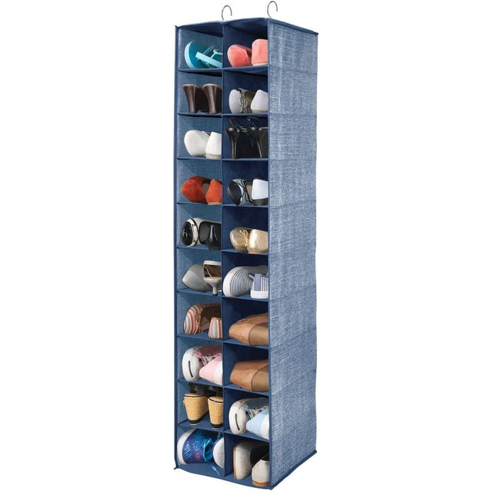 Підвісне сховище mDesign з 20 відділеннями-великий підвісний органайзер для Вішалки для одягу-компактне сховище для взуття та одягу- (темно-синій)