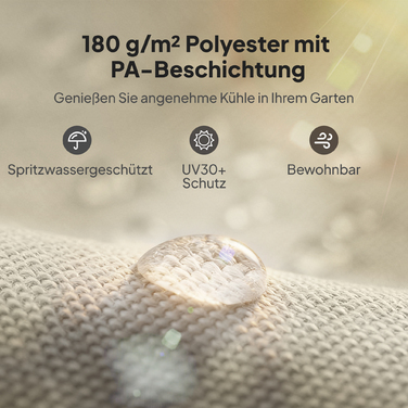 Тканинний дах для перголи з захистом від УФ-променів, тент для навісу тераси для павільйону 3 x 3 м, кремово-білий