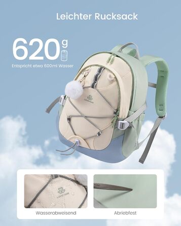 Шкільний рюкзак LOVEVOOK для підлітків, дівчаток, 5 клас, з нагрудною стрічкою, легкий, 15.6 дюймів (зелено-біло-блакитний)