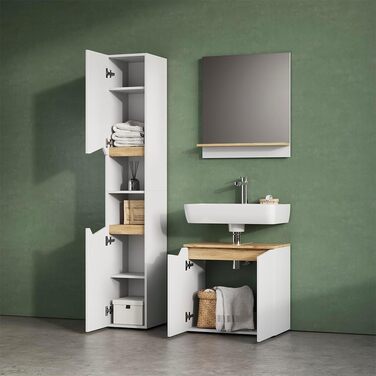 Дзеркало для ванної кімнати Livinity Timavo з полицею, білий, 60 x 67 см