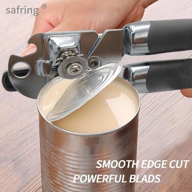 Відкривачка для консервів ручна, з нержавіючої сталі, з зручною ручкою та гострою лезою, багатофункціональна (сіра)