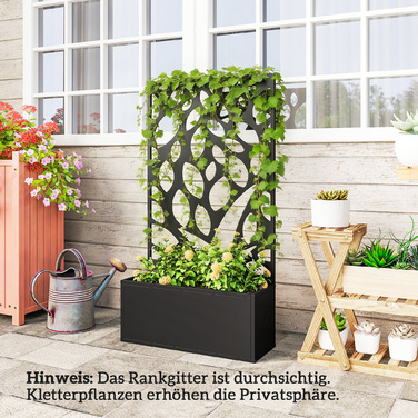 Підвищене грядка з металу з опорою для ліан, для кріплення до стіни або вільного розміщення, ящик для вирощування рослин з екраном приватності.
