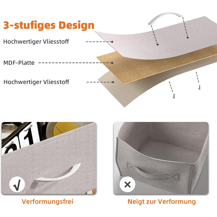 Тканинна комода Somdot з 8/10 висувними ящиками, білий (сірий), 30x80x114.5 см
