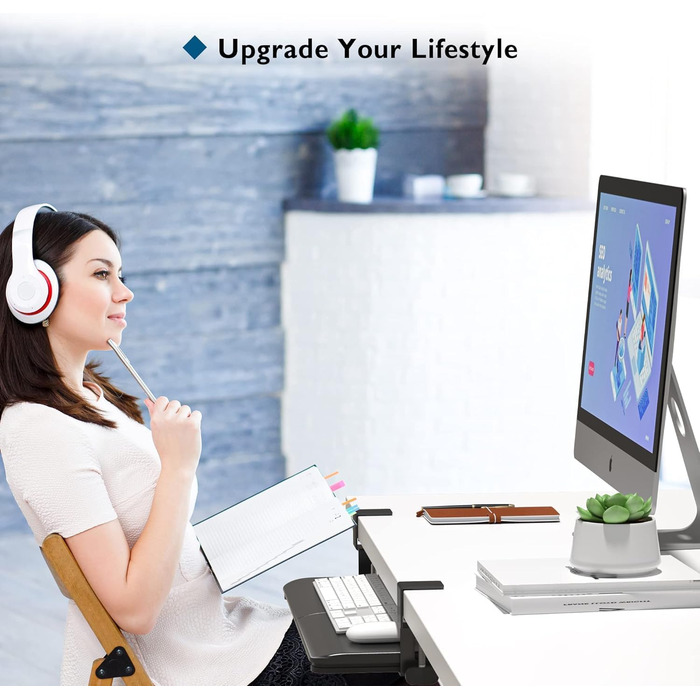 Підставка для клавіатури BONTEC під стіл, висувна з К-подібною фіксацією, великого формату, стійка, висувна, 650(760мм) x 300 мм, вінтажно-коричнева, ДСП