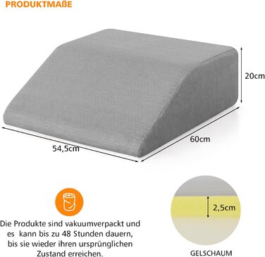 Підставка для ніг Costway з піною з пам'яті, подушка для підйому ніг, для підтримки ніг та колін, сіра