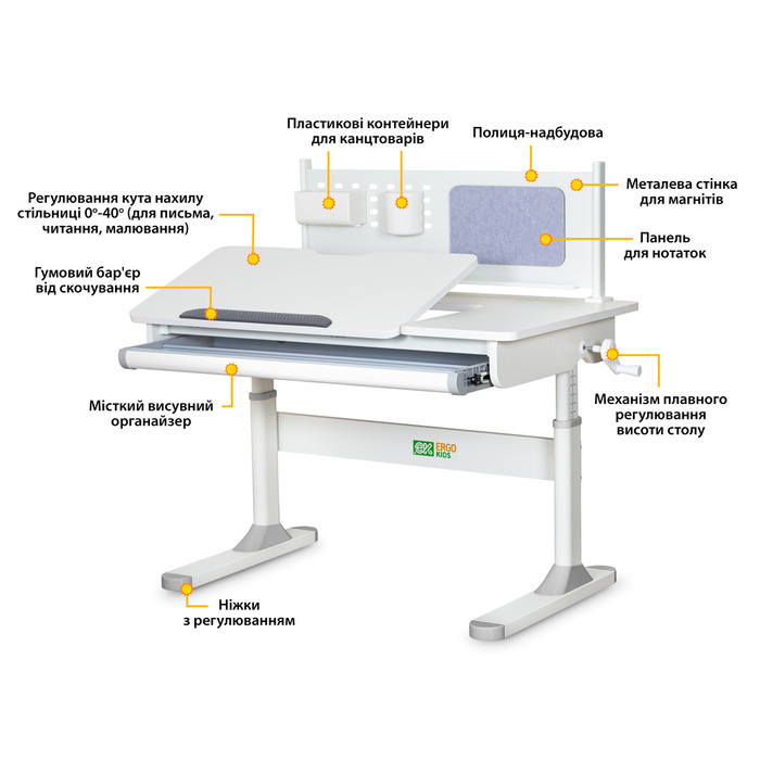 Дитячий стіл ErgoKids TH-325 Grey (арт.TH-325 W/G)
