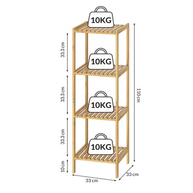 Стояча полиця бамбук 110x33x33см