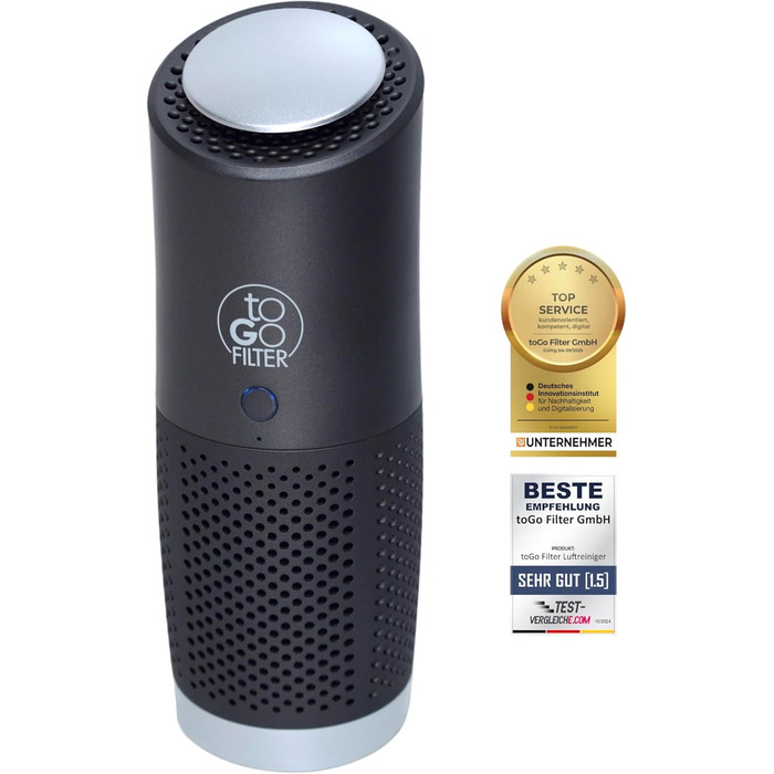 Портативний очисник повітря toGo Filter з акумулятором, компактний, для подорожей, авто, офісу. HEPA 13 фільтр, активне вугілля, для алергіків та астматиків, 15㎡