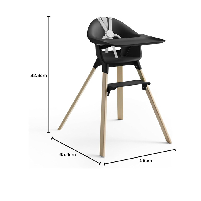 Дитячий стільчик Stokke Clikk Black Natural з підносом та ременем безпеки - ергономічний, регульований, для дітей 6-36 місяців (до 15 кг)