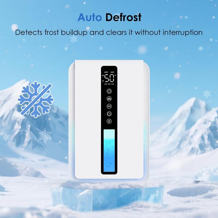 Електричний осушувач повітря 2500 мл, 3 швидкості, 2 режими, таймер 48 год, авто-стоп, захист від замерзання, для спальні та ванної кімнати