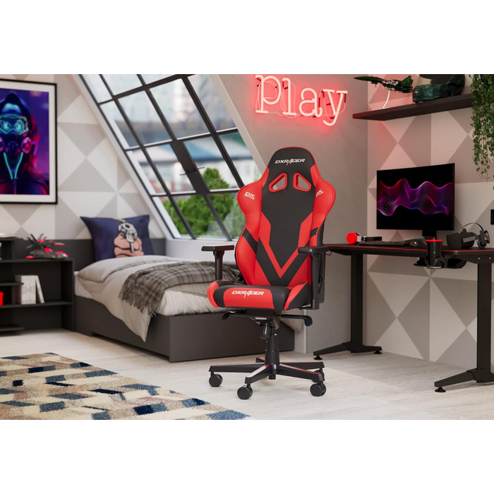 Ігрове крісло DXRacer Gladiator G001, шкірозамінник, чорно-червоне, до 200 см