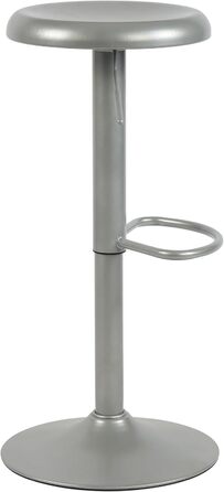 Набір з 2 барних стільців CLP Williston, регульована висота, з підставкою для ніг, обертаються, з захистом для підлоги, срібний колір