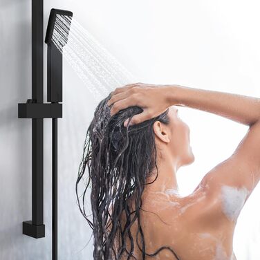 Душова колонка для душової системи Meykoers з душовою штангою та душовим шлангом, ручний душ з тримачем, душовий гарнітур з душовим шлангом з ПВХ Довжина 150 см - чорний чорний ручний душ