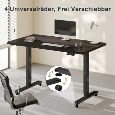 Електричний регульований стіл Flamaker з телескопічною основою (чорний) з пам'яттю