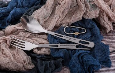 Набір похідного посуду iBasingo Titan 3 шт. (вилка, ложка, ніж) з нержавіючої сталі – для кемпінгу, риболовлі, пікніків та грилю