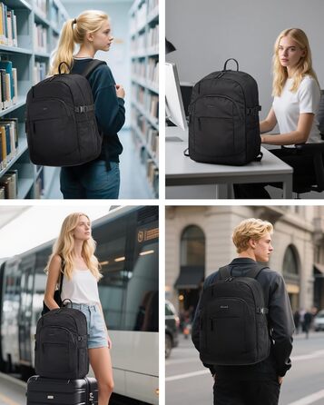 LOVEVOOK Рюкзак для ноутбука 17,3 дюйма, водонепроникний, для жінок та чоловіків, чорний