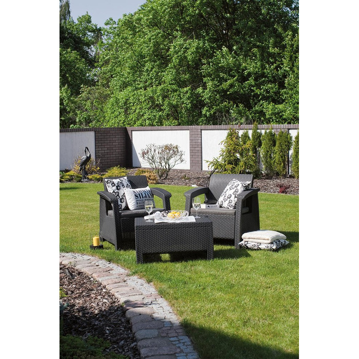 Комплект садових меблів Allibert із пластику, сірий, 3 предмети