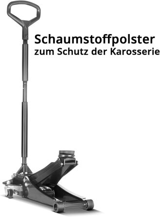 Гідравлічний домкрат Stahlwerk 3т низькопрофільний 73-500мм з гумовими колесами та поворотним руків'ям