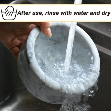 Набір ступки та пестика для гуакамоле, полірований натуральний мармур, великий, білий, сірий